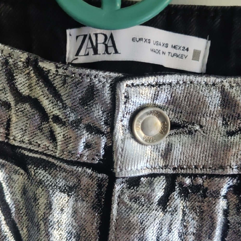 Zara Shimmering Silver Foil And Black Ombre Skirt - Picture 4 of 8